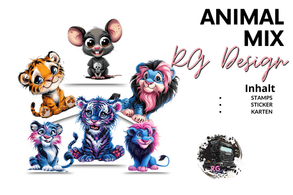 Creative Stamp & Sticker Bundle: Animal Mix for German Projects