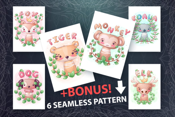 Set Cute Animal: A Seamless Pattern for Whimsical Branding