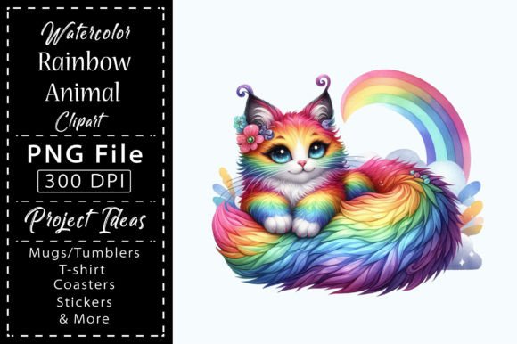 Watercolor Rainbow Animal Clipart for Vibrant Designs